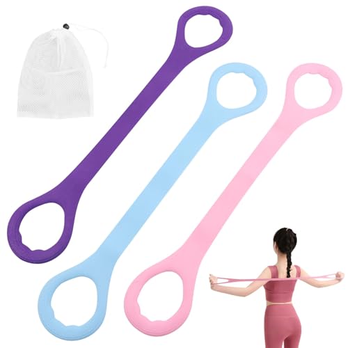 Figure 8 Resistance Bands for Women & Men, 3pcs Elastic Stretch Tubes with Massage Grips for Arm, Back, and Shoulder Training, Portable Home Gym/Yoga Exercise Equipment