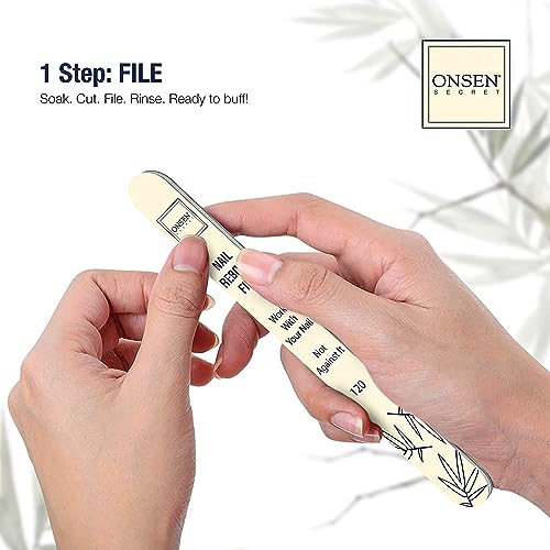 Onsen Secret Ultimate Nail Reboot Kit - Includes Cuticle Oil & Anti Aging Hand Lotion, Professional Nail File and Buffer, 3-Way Block w/Replacement Pads, Nail Strengthening Cuticle Cream - size: Ultimate Nail Reboot Kit