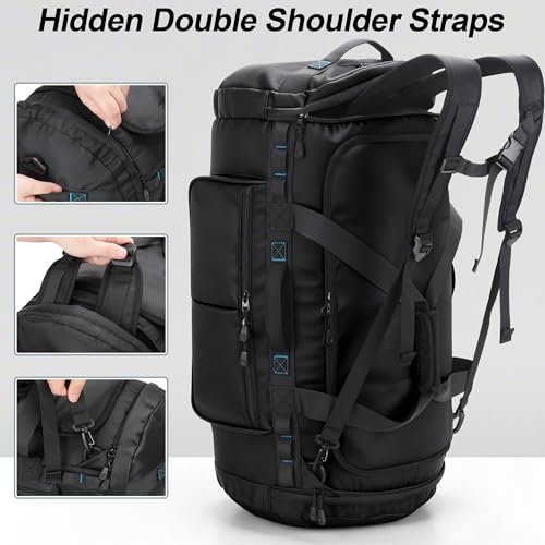 Large Travel Duffle Backpack for Men Women with Shoes Compartment, 45L/60L/90L Waterproof Gym Duffel Bag with Straps for Hiking, Camping, Gym, Overnight (45L) - size: 45L