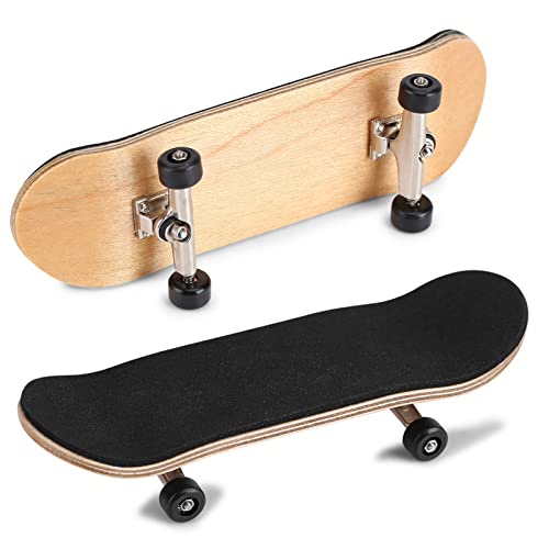 HERCHR Finger Boards, 1Pc Maple Wooden Alloy Fingerboard Finger Skateboards Creative Fingertips Daliy Playing Relaxing Movement Set with Box for Relax Play (Black) - color: Black