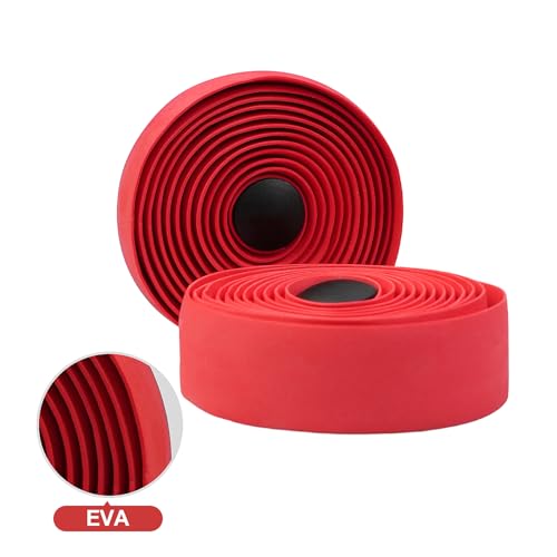 BD13 Bike Handlebar Tape, EVA Road Bike Bar Tape with Shock Absorbing Cushioning, Anti-Slip Bicycle Handlebar Wrap, Heavy-Duty Acrylic Double Sided Tape (red) - color: red