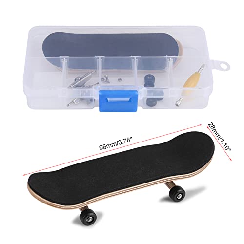 Finger Skateboard Fingerboard Gaming Set, 1Pc Solid Maple Wood Mini Fingerboard Ball Bearing Wheels, Professional Mini Skateboard Fingerboard with Storage Case, Finger Gaming Set