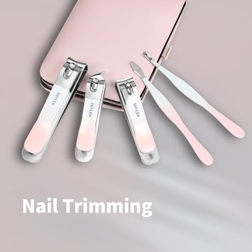 Manicure Set, 10 pcs High-Carbon Steel Nail Clippers Set, Portable Mini Manicure and Pedicure Kit, Travel Grooming Nail Kit with Leather Bag for Men and Women - color: Pink