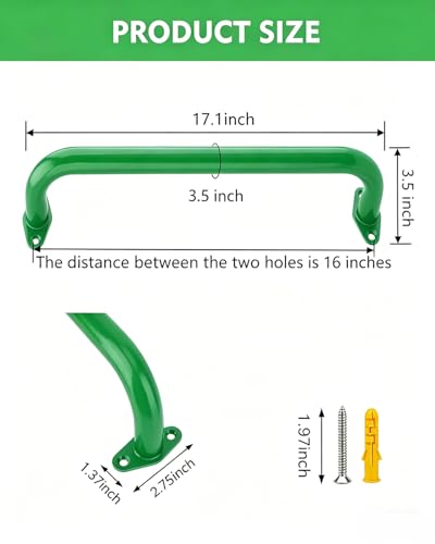 BiJun 17 Inch Monkey Bars Heavy Duty Metal Playground Handles,Green 6 Pack | Indoor Outdoor Ceiling Grab Bars,Anti-Rust Steel,300LBS Capacity,for Backyard Climbing Frame Treehouse Wall Ladder - color: Green-6pcs