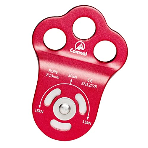 Triple Attachment System Climbing Pulley, 30KN Aluminum Alloy for 13mm Rope, Rock Climbing, Hauling and Rigging