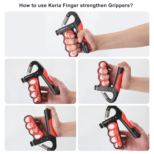 Keria Adjustable Hand Grip Strengthener(11-220Lbs), Grip Strength Trainer with Auto-Click Digital Counter, Ergonomic Forearm Trainer for Athletes, Musicians, Physical Therapy