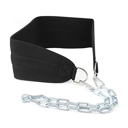 Fitness Dip Belt, Weighted Strength Training Belt with Steel Chain for Pull Ups Dips Lunges, Gym Workout Equipment for Men Women