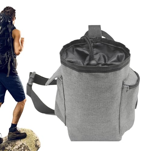 Rock Climbing Chalk Bag Adjustable Belt Gear Equipment | Chalk Organizer for Rock Climbing, Bouldering, Weightlifting, Gymnastics, Adults Women Men - color: Gray