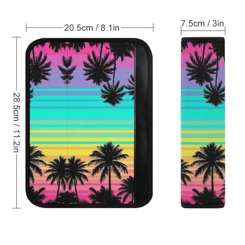 Universal Fit Hawaiian Tropical Island Botanical Branches Palm Tree Print Car Seat Belt Pad for Elderly Support, Stroller Pushchair High Chair, 1 Pair Shoulder Harness Cover Neck And Shoulder Support - color: Pattern 52