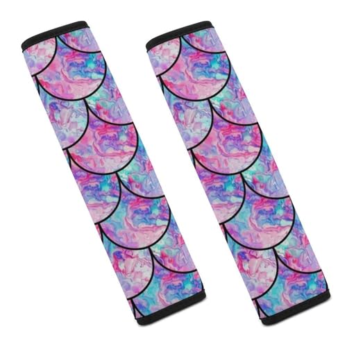 2PCS Universal Fit Car Seat Belt Pad for Kids, Most Cars, Mermaid Scales Gradient Seat Belt Cushion, Shock Absorption - color: Pattern 472