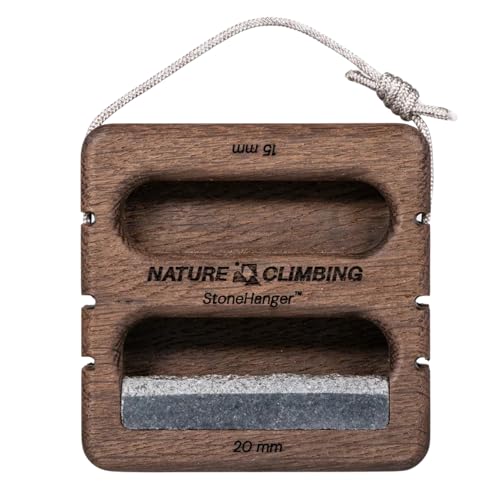 Portable Hangboard | Rock Climbing Hangboard | Hang Board for Climbing | Fingerboard | Strengthen Your Fingers | Bouldering Gifts | Hard Wood - color: Black Edition - Granite