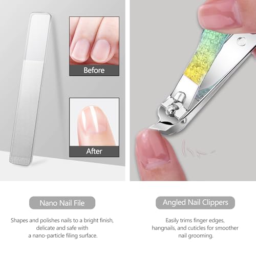 4 Pcs Stainless Steel Nail Clippers Manicure Set, Portable Beauty Tool Professional Grooming Kits, Travel Nail Kit for Men and Women