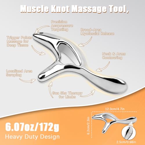 zxbaers 2PCS Trigger Point Massage Tool, Body Scraper Massage Tool, Stainless Steel Body Gua Sha Tool for Deep Tissue Pain Relief & Fascia Release