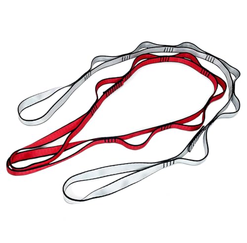 2Pcs Daisy Chain Multipurpose Anti-Gravity Yoga Belt, Climbing Rope, Hammock Rope - 23KN Double-Layer Adjustable Nylon Strap Rope Strong Daisy Chain - color: red white