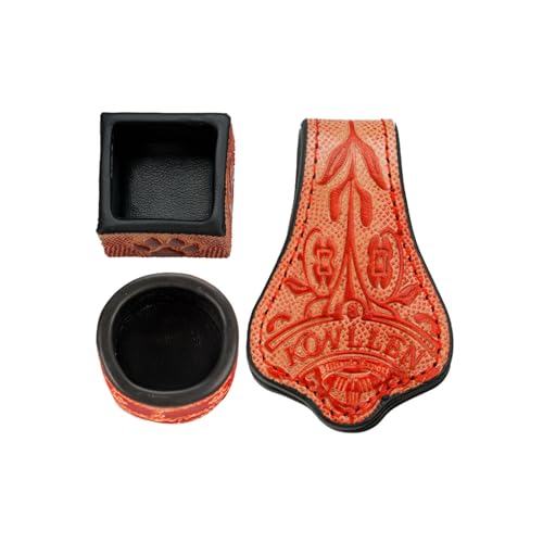 KONLLEN Magnetic Chalk Holder, Pool Cue Accessory | Round or square holder keeps chalk secure and easy to reach for pool cue and billiard players - color: 2-in-1-Red