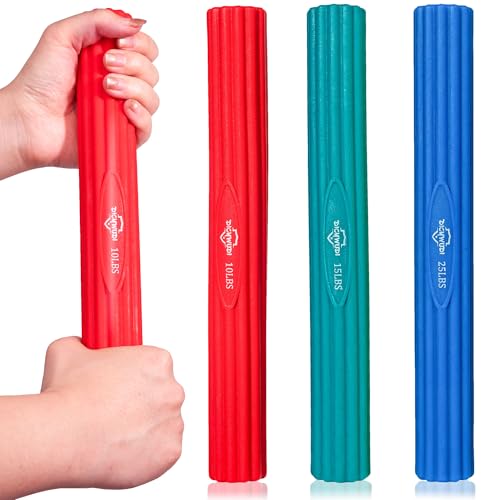 DICYWUDI Flex Therapy Bar and Grip Strength Trainers set, Physical Therapy & Resistance Bar for Golfers Elbow, Tendinitis, Wrist,Forearms Pain, Improve Grip Strength and Relieve Pain - color: Red/Green/Blue