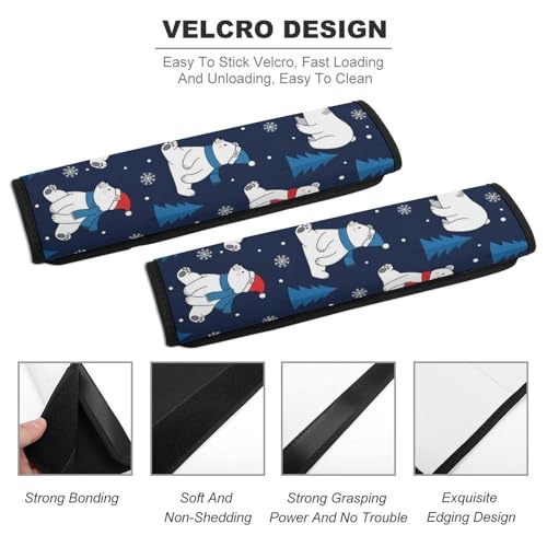 2 Pack Polar Bears Seat Belt Shoulder Pad Universal Fit Harness Pads Strap for Kids, Car Seats Pushchair Strollers High Chair Pushchair, Shock Absorption - color: Pattern 492