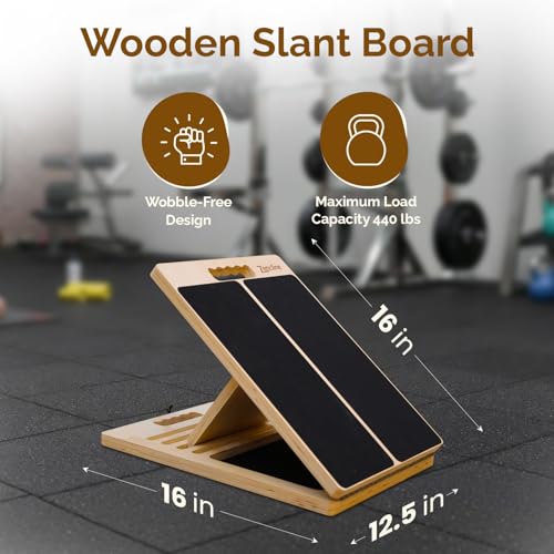 Portable Wooden Slant Board for Calf Stretching with Resistance Bands | 300 Lbs Weight Capacity Incline Board for Calf Stretcher, Calf Stretch Board for Knees Ankle Heel Feet Leg