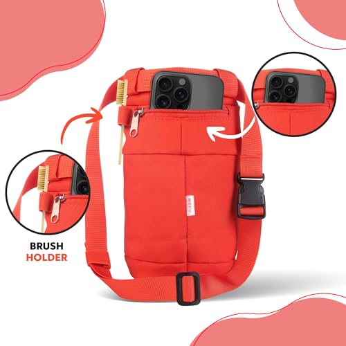 Chalk Bag for Rock Climbing, Bouldering, and Weightlifting - Asian-Inspired Design - Premium Chalk Bucket with Quick-Clip Belt, Zipper Pocket, Brush Holder - color: Kimchi