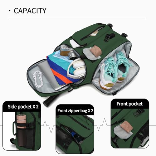 tennis mountain climbing travel backpack, independent shoe compartment for sports and fitness, waterproof 15.6-inch computer bag - color: Forest green
