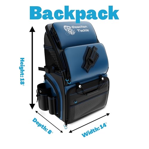 Reaction Tackle Saltwater Fishing Tackle Bags, Water Resistant 1000D PVC Tackle Box Bag with Removable Dividers, Fits 3600 and 3700 Trays, Backpack - size: Backpack