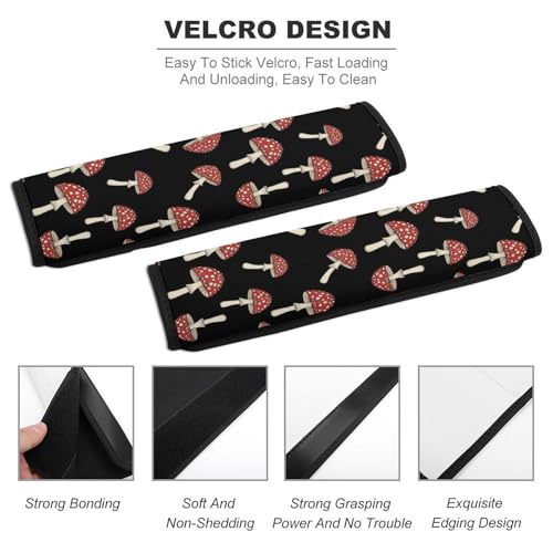 2 Pack Universal Fit Seat Belt Cover for Child, Stroller Pushchair High Chair, Cute Mushrooms Red Mushrooms Natural Wild Botanical Automotive Seat Belt Protector, Pressure Relief - color: Pattern 485