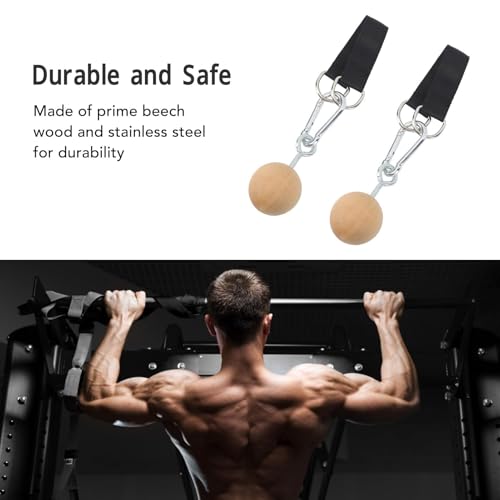 HERCHR Rock Climbing Training Pull Up Ball Hold Grips, Wooden Non-Slip Hand Grips Balls & Straps for Strength Training, Forearm and Chin Up Bar, Kettlebell, Barbell, Home Gym Workout