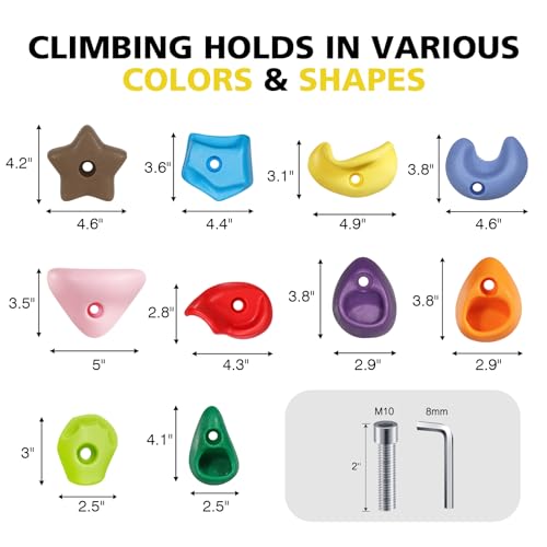 TOPNEW Climbing Holds for Kids, Rock Wall Holds with Hardware - Climbing Rocks for Indoor Outdoor Playground Climbing Wall (20 Pcs) - style: 20 Pcs