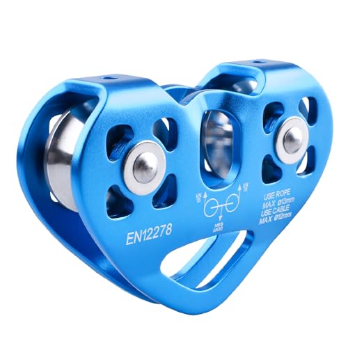 YAPJEB Zipline Pulley, 30kN 6700LBS Cable Kit, Heavy Duty Aluminum Alloy for Rescue Climbing, Mountaineering, Hauling (Blue) - color: 30 kN - Blue