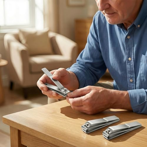 Heavy Duty Nail Clippers Set, Straight & Curved Edge, 3PCS Silver | Large 3.15Inch, Fingernail and Toenail Clippers for Thick Nails, with Nail File ,Nail Trimmer for Men Women Seniors Adults - color: Silver