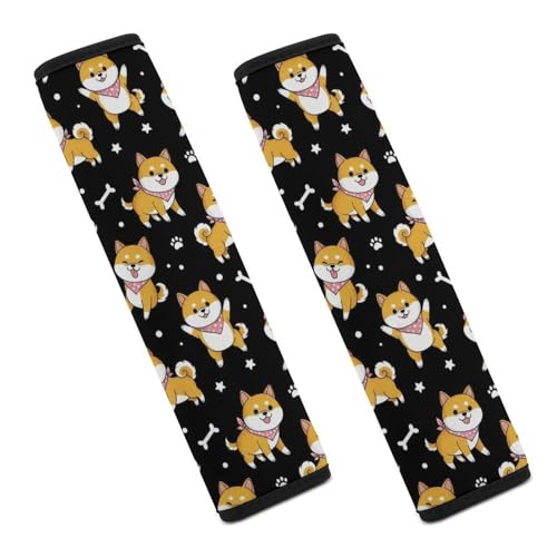 Universal Fit Seat Belt Shoulder Pad for Kids, Car Seats Pushchair Strollers High Chair Pushchair, 1 Pair Shiba Inu Automotive Seat Belt Protector - color: Pattern 36