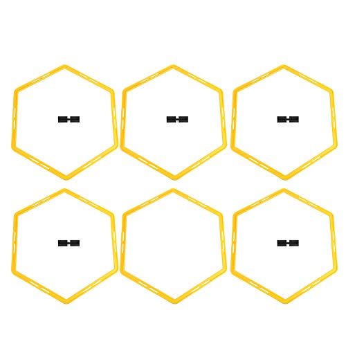 6Pcs Agile Circle Training Set with Link Buckle, Physical Training Hexagonal Step Suit Equipment Multipurpose Application for Basketball,Baseball,Football,Tennis