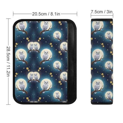 2 Piece Universal Soft and Comfortable Seat Belt Shoulder Pad for Kids, Most Cars, Owls Moon Seat Belt Covers Cushion, Neck and Shoulder Support - color: Pattern 474