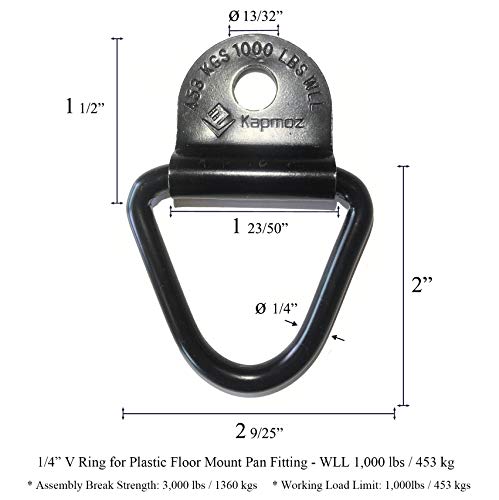 Heavy Duty Truck Bed Tie Down Anchors Rings Trailers Hook Cargo Bolt on V Ring Pickups Rail Accessories (10 Pack) - size: 10 Pack