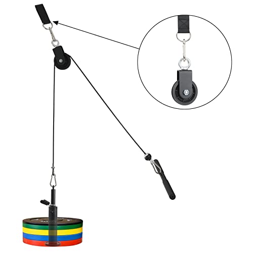 90mm Gym Pulley System Pulley Wheel with 2 Hanging Strap Carabiner, Fitness Swivel Pulley Wheel for DIY Home LAT Pulldown and Lift Cable Machine