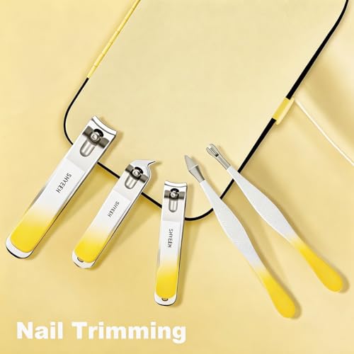 Manicure Set, 10 pcs High-Carbon Steel Nail Clippers Set, Portable Mini Manicure and Pedicure Kit, Travel Grooming Nail Kit with Leather Bag for Men and Women - color: Yellow