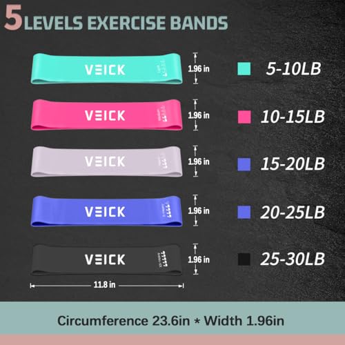 VEICK 10-150LBS Resistance Bands with Handles, Ankle Straps, Door Anchor | Accredited Lab Certified, 100% Natural Latex, Versatile for Yoga, Pilates, Strength, Home Gym - color: Macaron 2, style: 10-150LBS + 5 Loop Bands