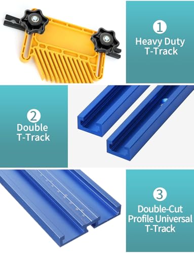 12 Sets of 1/4"-20 T Track Bolts and Knobs Kit, T-Track Accessories Include T-Slot Bolts, Washers and Star Knobs for T-Tracks Woodworking and Fixtures