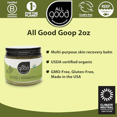 All Good Goop Organic Skin Care Recovery Balm - All Purpose Ointment w/Calendula, Lavender, Beeswax - Chafing Cream, Dry Skin Salve, Cracking Lip Moisturizer - Soothes, Hydrates & Calms - 2oz - size: 2 Ounce (Pack of 1)