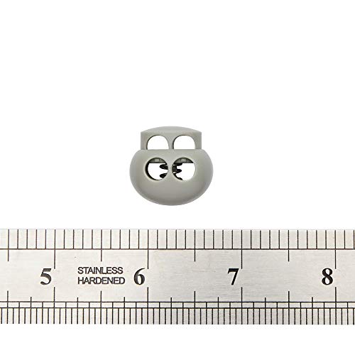DYZD Plastic Cord Lock End Toggle Double Hole Spring Stopper Fastener Slider Toggles End (Grey 10PCS) - color: Grey