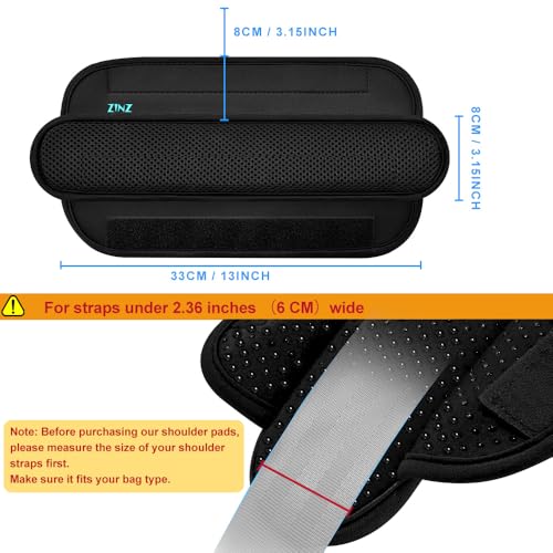 ZINZ Ultra Thick & Breathable Universal Shoulder Pad Cushion for Bag - Long & Comfort - color: Black