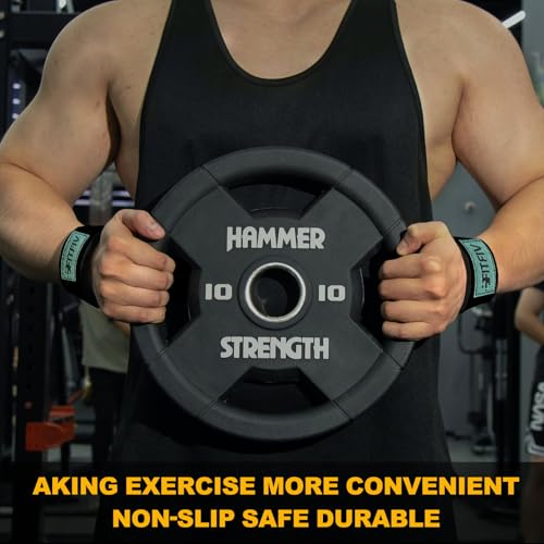 Lifting Straps for Weightlifting, Lifting Wrist Straps for Gym Strength Training, Neoprene-padded Wrist Cushion - Men & Women - color: Black Green