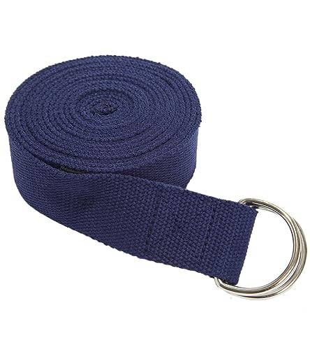 Everyday Yoga Strap with Metal D-Ring - Durable Stretching Strap for Yoga, Pilates, Flexibility & Physical Therapy (6ft, 8ft, 10ft) - color: True Navy, size: 10 Foot