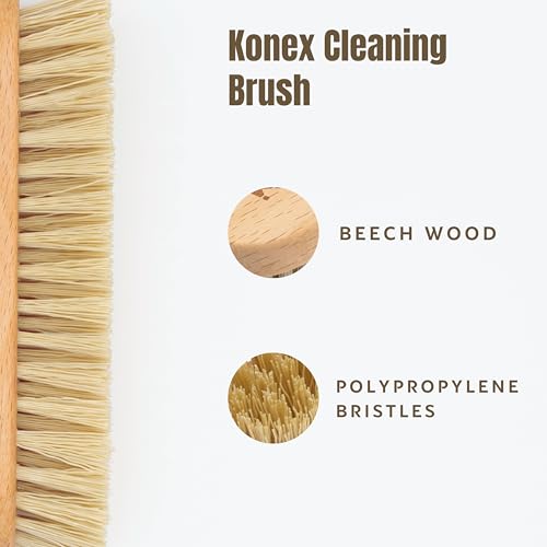 KONEX Nylon Fiber Economy Utility Cleaning Hand Brush | Heavy Duty Hand-Held Scrub Brush Stiff Bristles | Wooden Body, Ideal Scrub Brushes for Cleaning (Peanut Shaped) (Pack of 2) - size: 1 Count (Pack of 2)