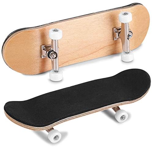 HURRISE Mini Finger Skateboard, Wooden Fingerboard with Ball Bearings, Light Brown, Sport Training Props, 1 Pack - color: White