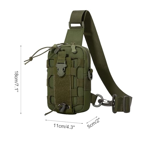 MiOYOOW Tactical Sling Bag, Waterproof Chest Pack Adjustable Crossbody Backpack for Men Women Outdoor Sports Climbing Camping - color: Green