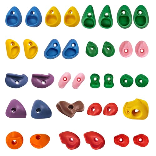 36x Rock Climbing Wall Holds Set, PP Climbing Grips with Screws, Easy Install Training Equipment for Kids Indoor/Outdoor Backyard Gym, Multi Size 7-14.5cm (2.76-5.71 inch)