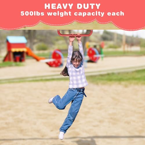 Dolibest 6 Pack 17 Inch Playground Handles, Metal Monkey Bars Indoor & Outdoor, Heavy Duty Ceiling Grab Bars & Wider Base for Climbing Frames, Treehouses, Swing Sets, Wall Ladders & Bunk Beds –Red - color: ‎red 2- 17 Inch-6pcs