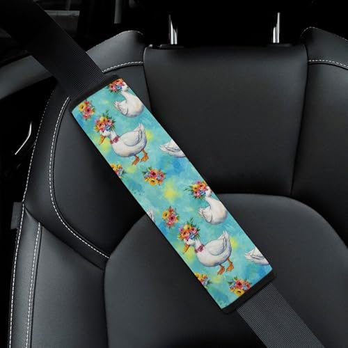 2 Piece Flowers Duck Floral Car Seat Straps Shoulder Pads Universal Fit Automotive Seat Belt Protector for Kids, Car Seats Pushchair Strollers High Chair Pushchair - color: Pattern 669
