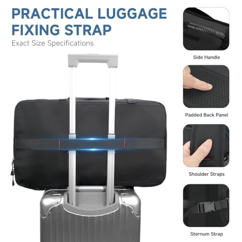 SWICKY Carry-on Travel Backpack for Men, Airline Approved Convertible Duffle Backpack with Shoe Compartment & USB Charging Port, Water Resistant 17.3 Inch Laptop Backpack for Travel Gym Camping - color: Black 01(50l)
